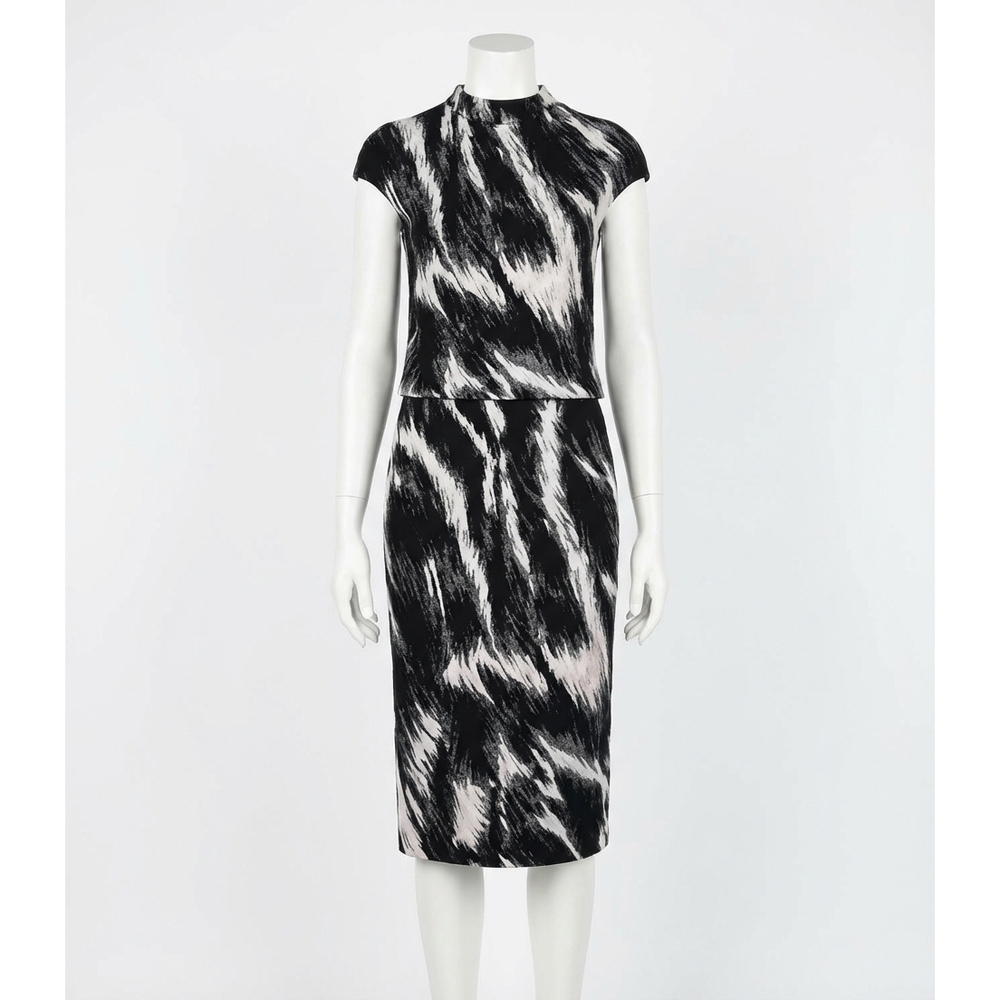 NEW GIVENCHY animal jacquard viscose pencil skirt in grey mix